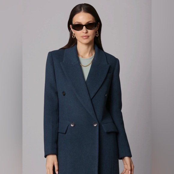 AVEC LES FILLES Wool Blend Double-Breasted Tailored Coat Size M Color Deep Teal - Picture 4 of 7
